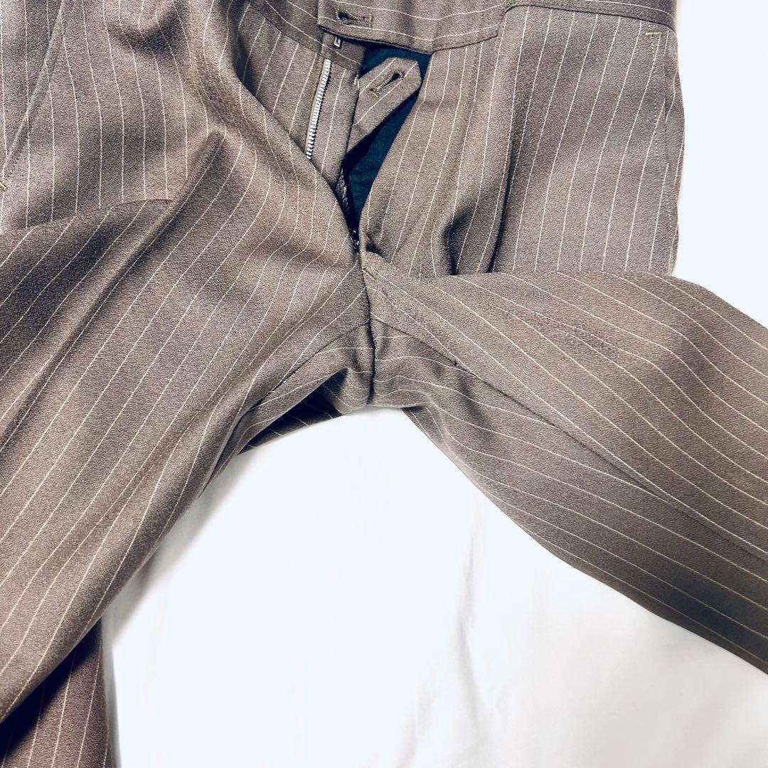 [Vintage] Three-piece setup single suit brown stripe L, M