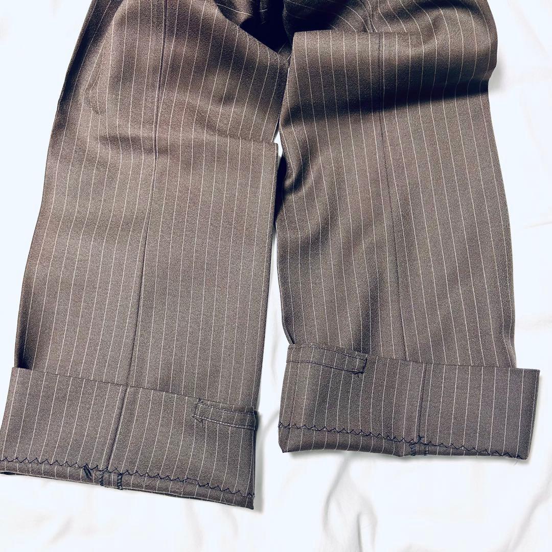 [Vintage] Three-piece setup single suit brown stripe L, M