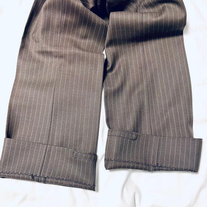 [Vintage] Three-piece setup single suit brown stripe L, M