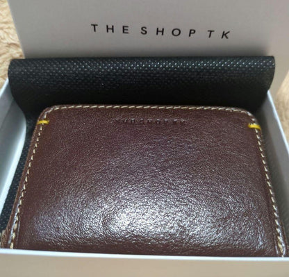 THE SHOP TK Brown New Leather Bifold Wallet Luce with Box