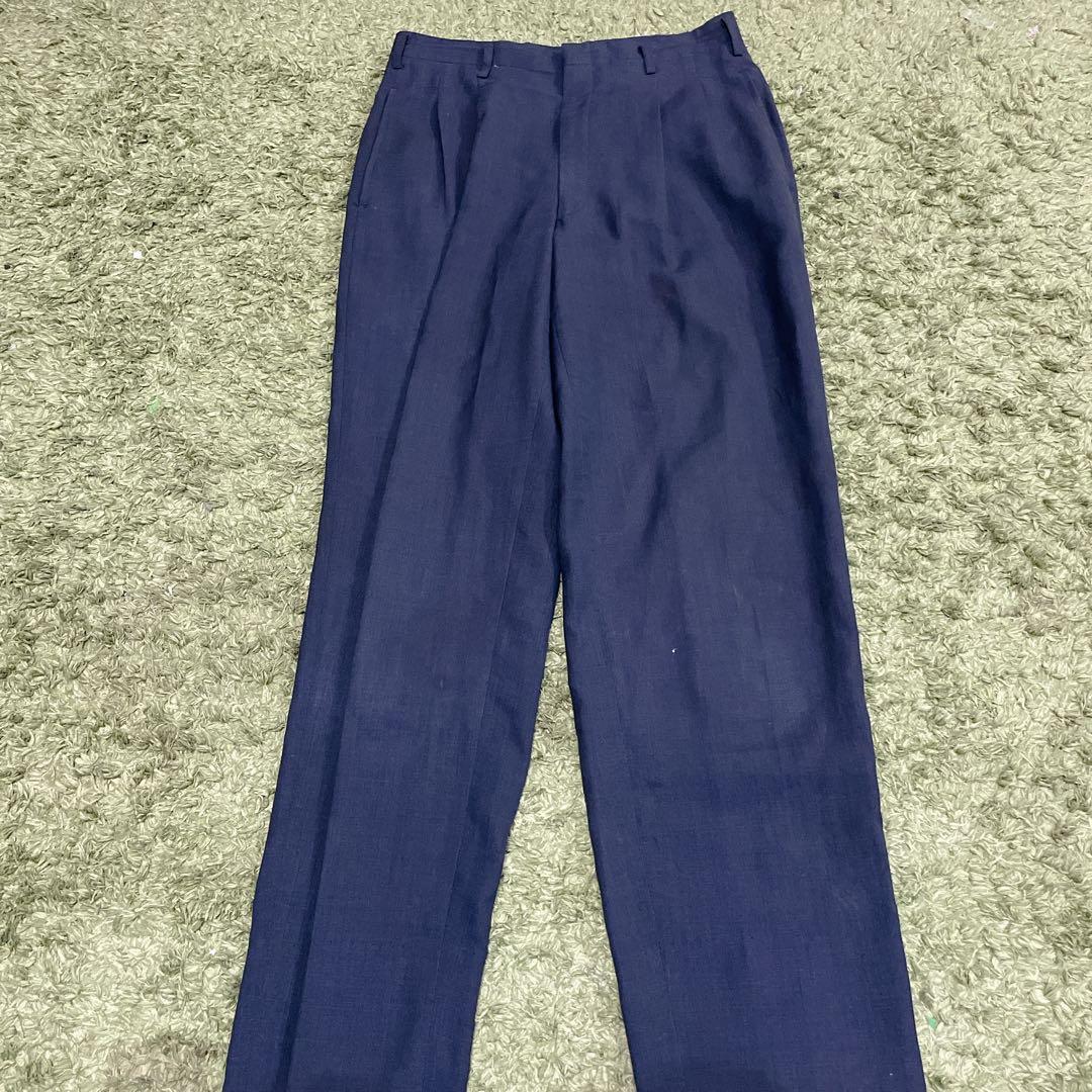 Vintage Mixed Navy Blue Summer Suit Setup Mesh Linen Double