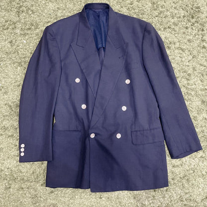Vintage Mixed Navy Blue Summer Suit Setup Mesh Linen Double