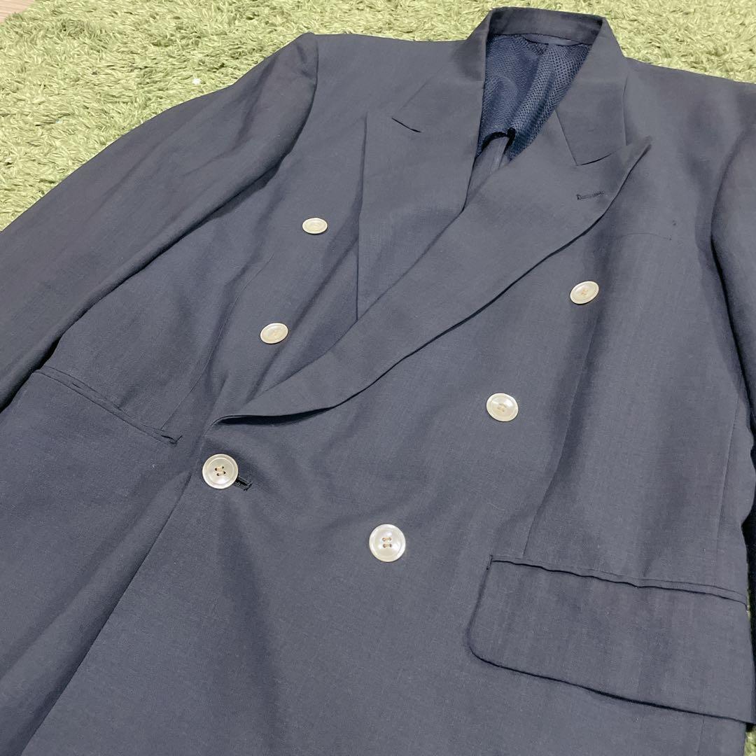 Vintage Mixed Navy Blue Summer Suit Setup Mesh Linen Double