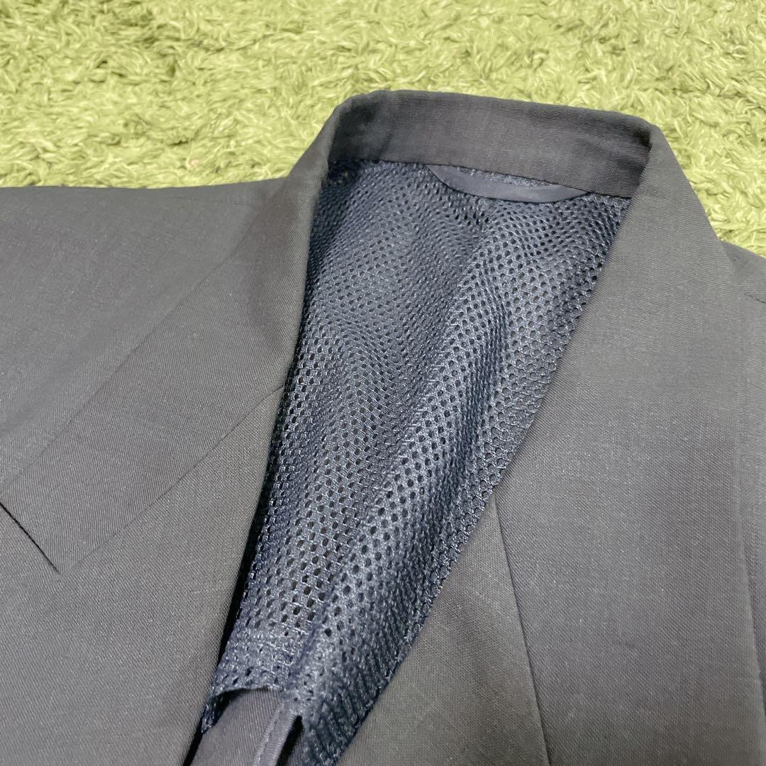 Vintage Mixed Navy Blue Summer Suit Setup Mesh Linen Double