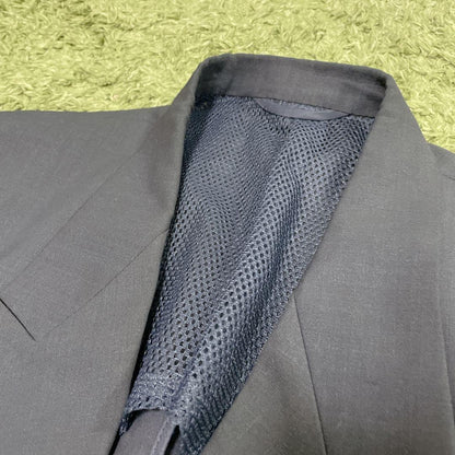 Vintage Mixed Navy Blue Summer Suit Setup Mesh Linen Double