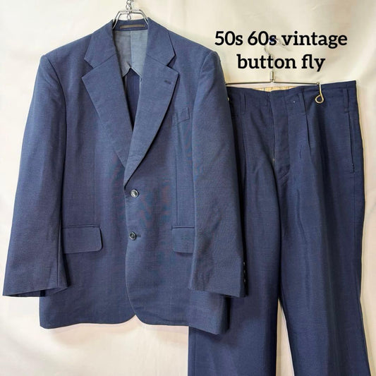 50s 60s vintage rockabilly button fly summer wool suit