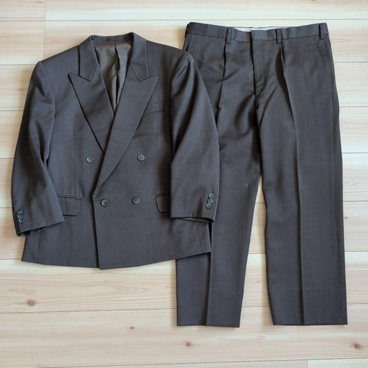 Vintage 80s 90s double breasted setup suit 4B S