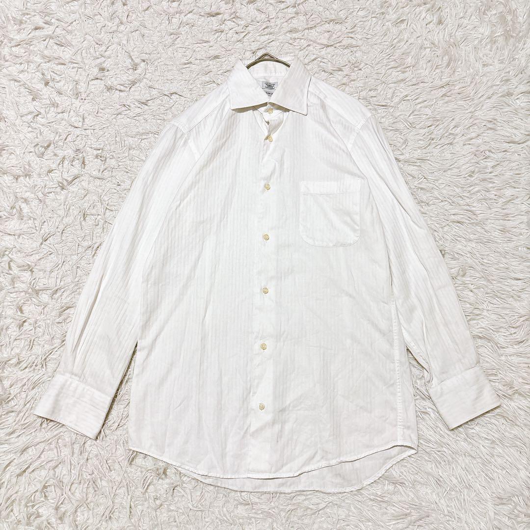FAIR FAX [L] White shirt striped slim fit office casual