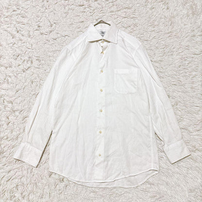 FAIR FAX [L] White shirt striped slim fit office casual