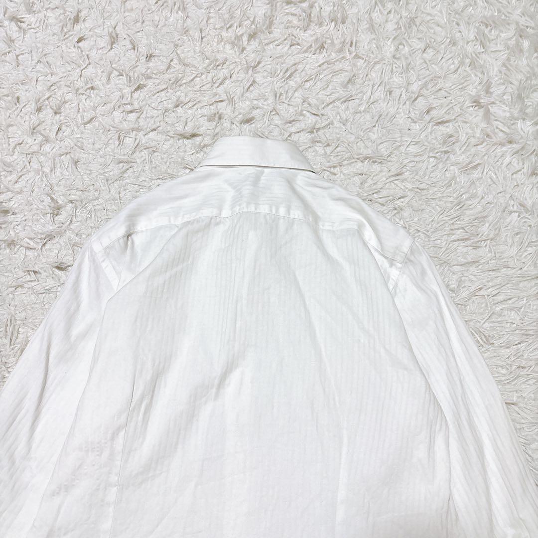 FAIR FAX [L] White shirt striped slim fit office casual