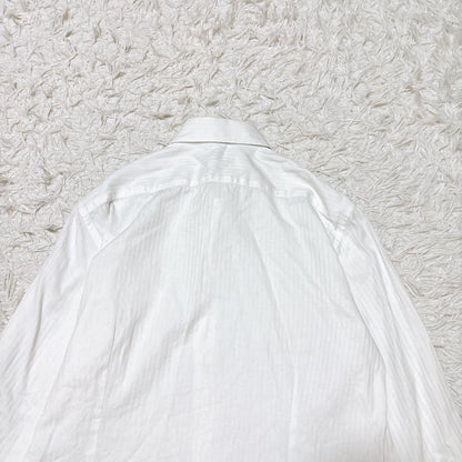 FAIR FAX [L] White shirt striped slim fit office casual