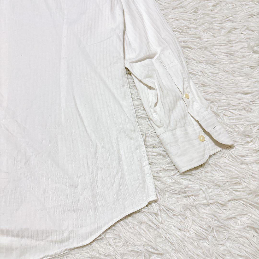 FAIR FAX [L] White shirt striped slim fit office casual