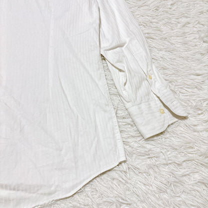 FAIR FAX [L] White shirt striped slim fit office casual