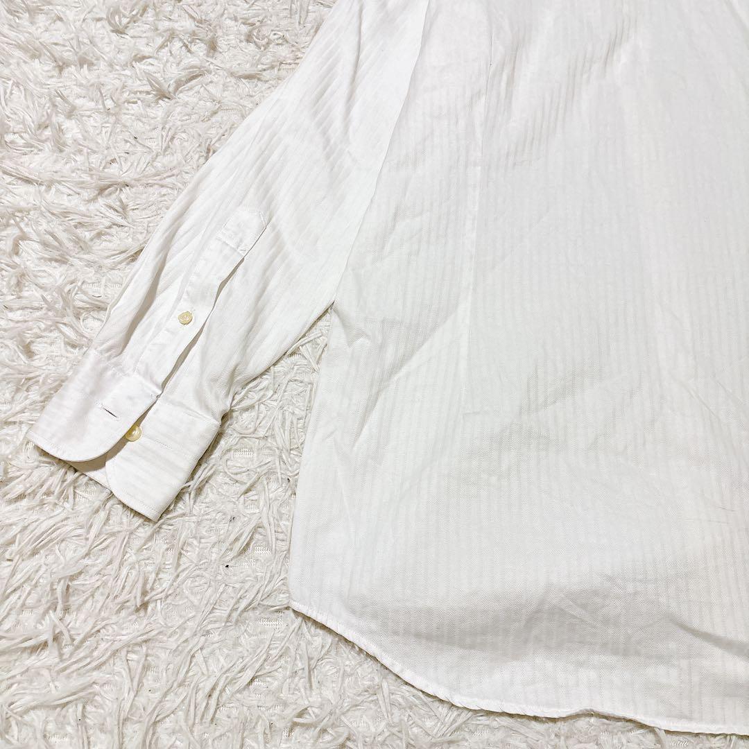 FAIR FAX [L] White shirt striped slim fit office casual