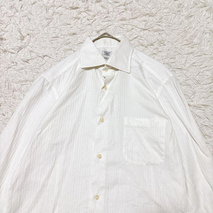 FAIR FAX [L] White shirt striped slim fit office casual