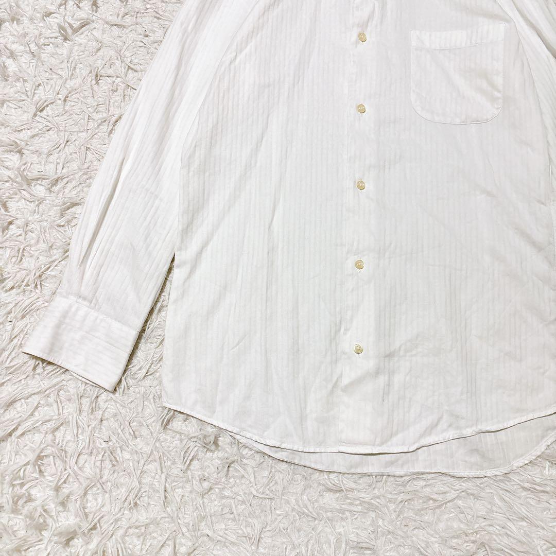 FAIR FAX [L] White shirt striped slim fit office casual