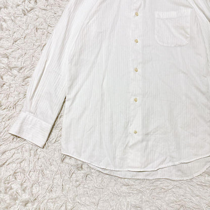 FAIR FAX [L] White shirt striped slim fit office casual