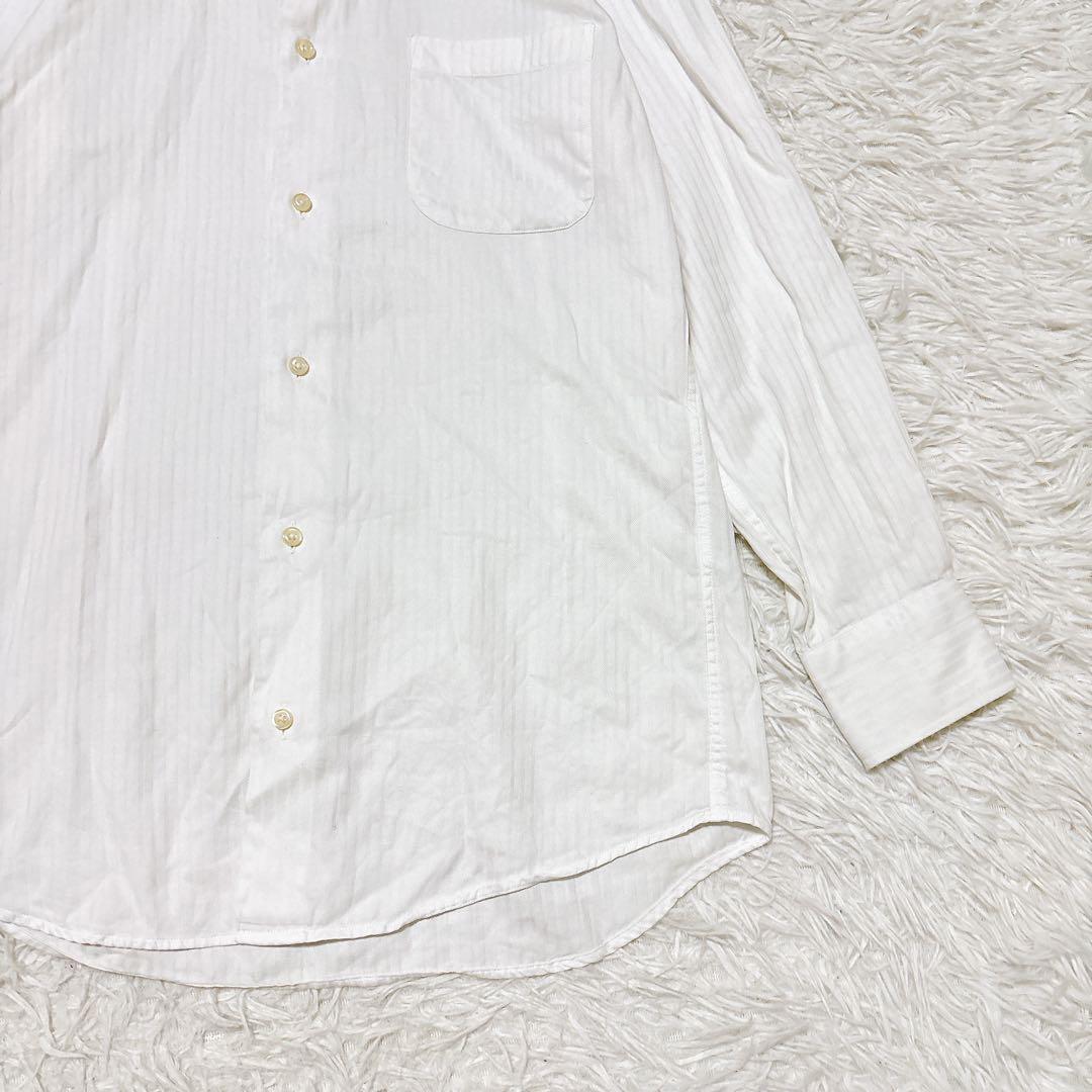 FAIR FAX [L] White shirt striped slim fit office casual