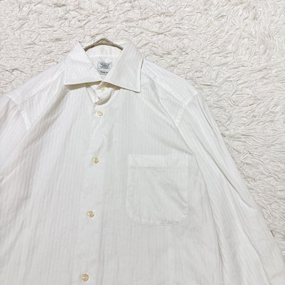 FAIR FAX [L] White shirt striped slim fit office casual