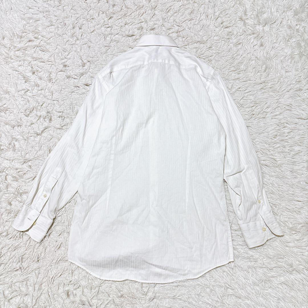 FAIR FAX [L] White shirt striped slim fit office casual