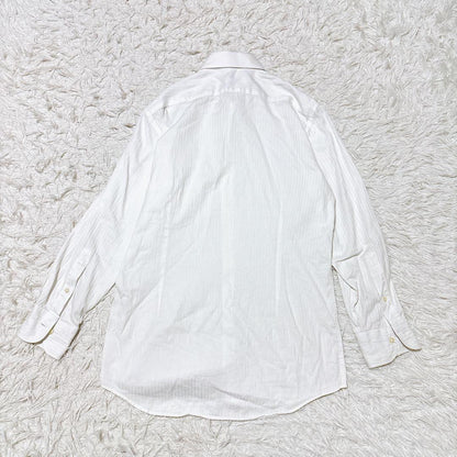 FAIR FAX [L] White shirt striped slim fit office casual