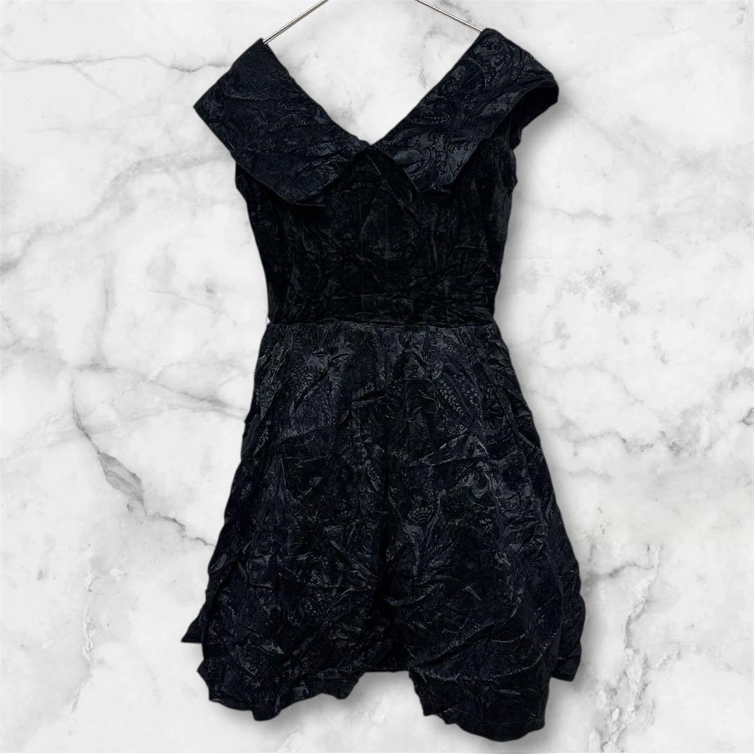 [Rare] Vintage pannier dress made in France Jacquard weave 100% acetate