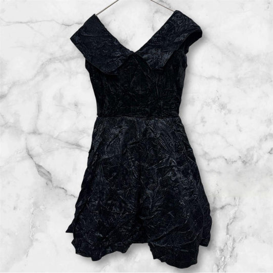 Vintage pannier dress made in France Jacquard weave 100% acetate