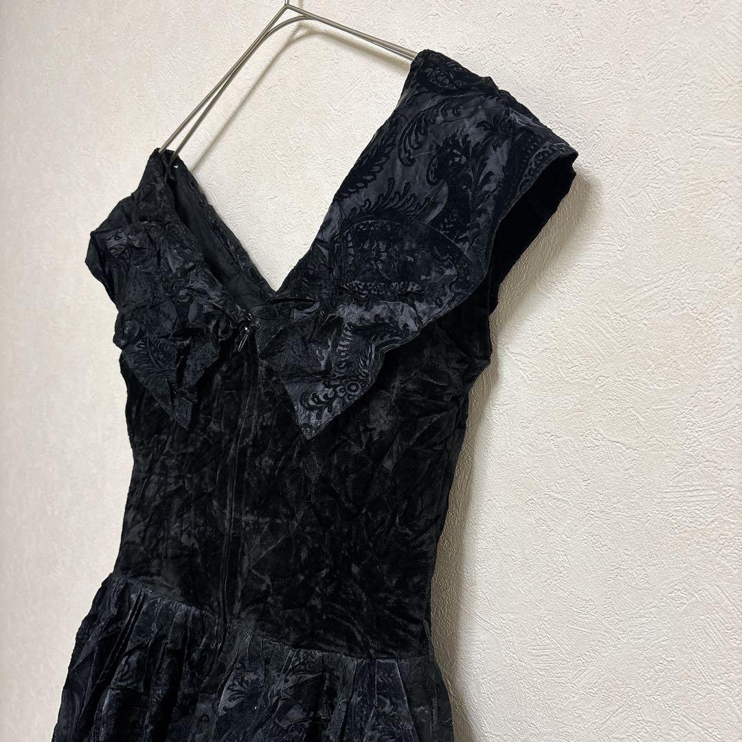 [Rare] Vintage pannier dress made in France Jacquard weave 100% acetate