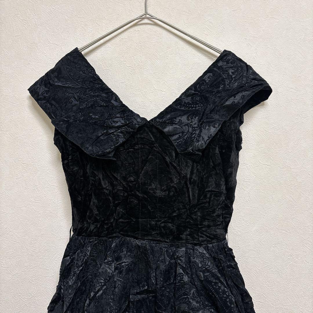 [Rare] Vintage pannier dress made in France Jacquard weave 100% acetate