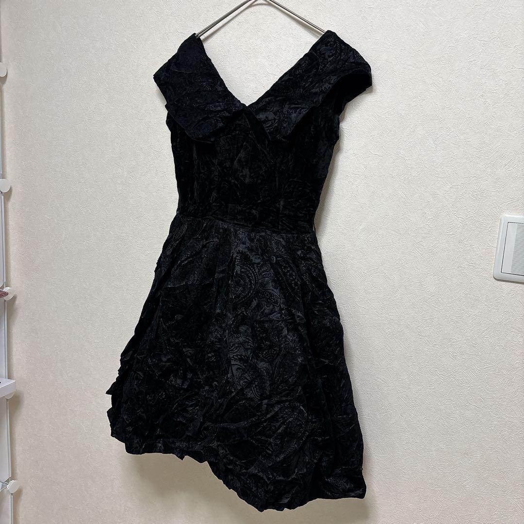 [Rare] Vintage pannier dress made in France Jacquard weave 100% acetate