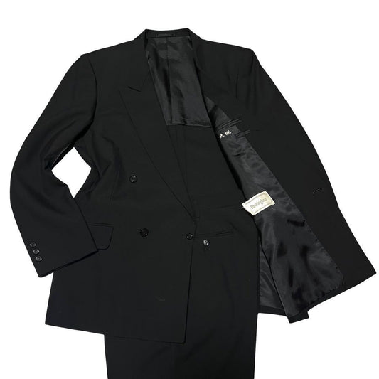 Good Condition Black Formal Double Suit Setup Wide Slacks Black L