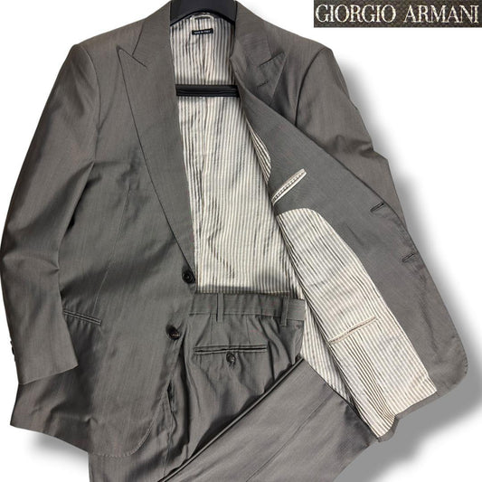 Good condition large size Giorgio Armani black tag silk mix suit gray 54
