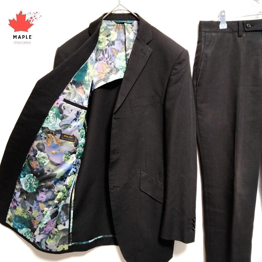 Super100 Setup Lining Allover Pattern Floral Stripe Black