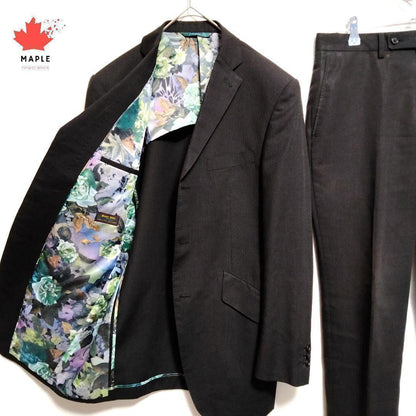 Super100 Setup Lining Allover Pattern Floral Stripe Black