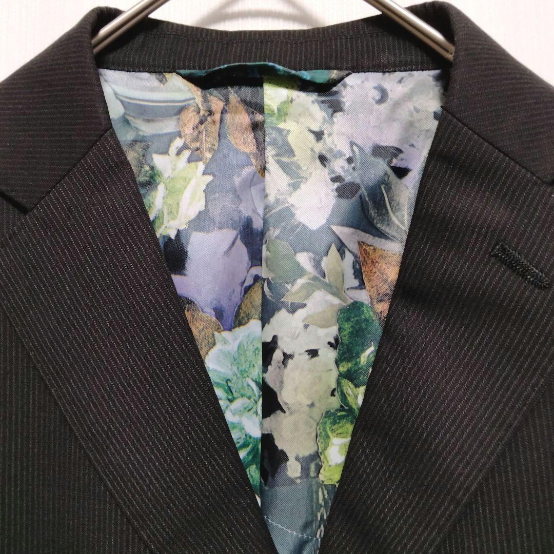 Super100 Setup Lining Allover Pattern Floral Stripe Black