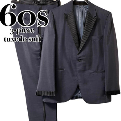 [M~L] 60s Vintage Suit Setup Three Piece Tuxedo