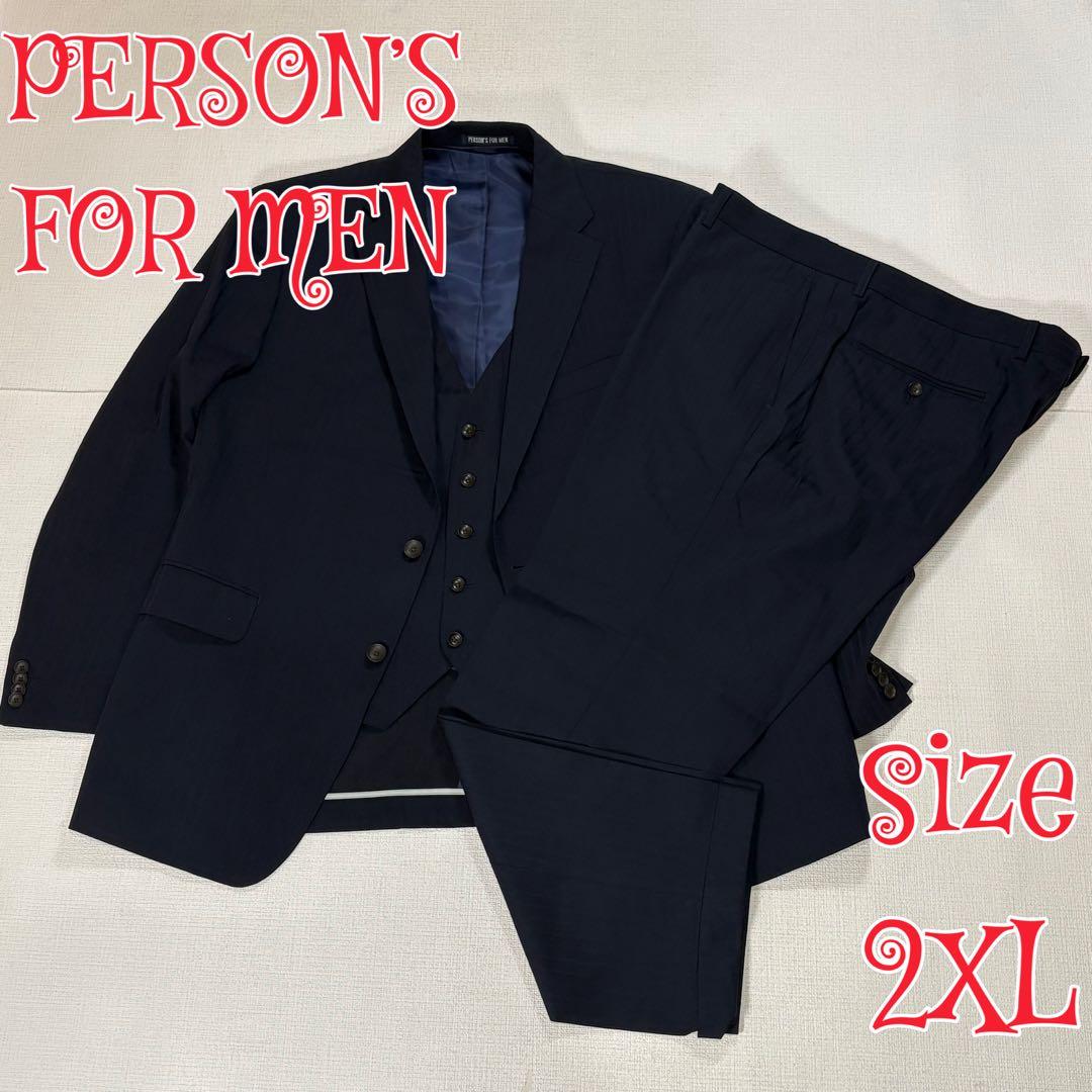 PERSON'S FOR MEN 3-piece suit navy 2XL height 180cm