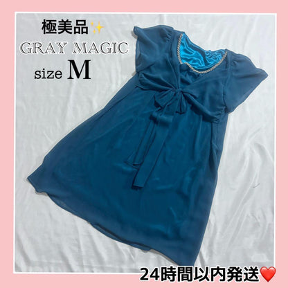 Very beautiful item✨GRAY MAGIC chiffon dress ribbon bijou wedding M