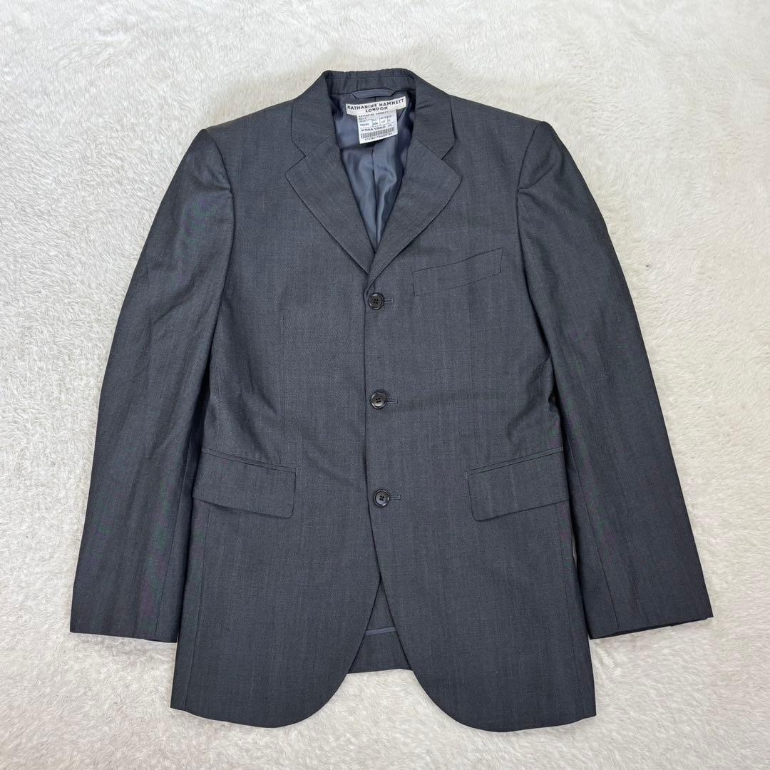 Katherine Hamnett [M] Gray business suit wool blend with shoulder pads spring/autumn