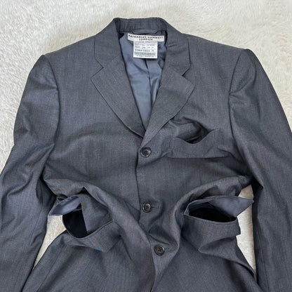 Katherine Hamnett [M] Gray business suit wool blend with shoulder pads spring/autumn