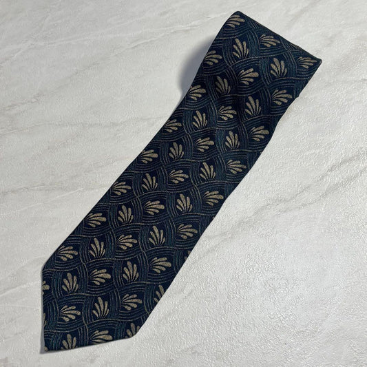 Giorgio Armani Tie Silk Navy Plant Pattern Made in Italy