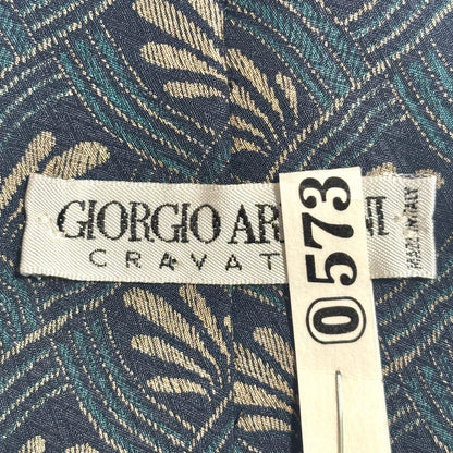 Giorgio Armani Tie Silk Navy Plant Pattern Made in Italy