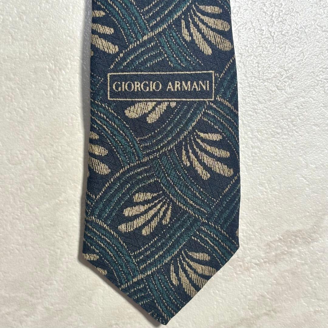 Giorgio Armani Tie Silk Navy Plant Pattern Made in Italy