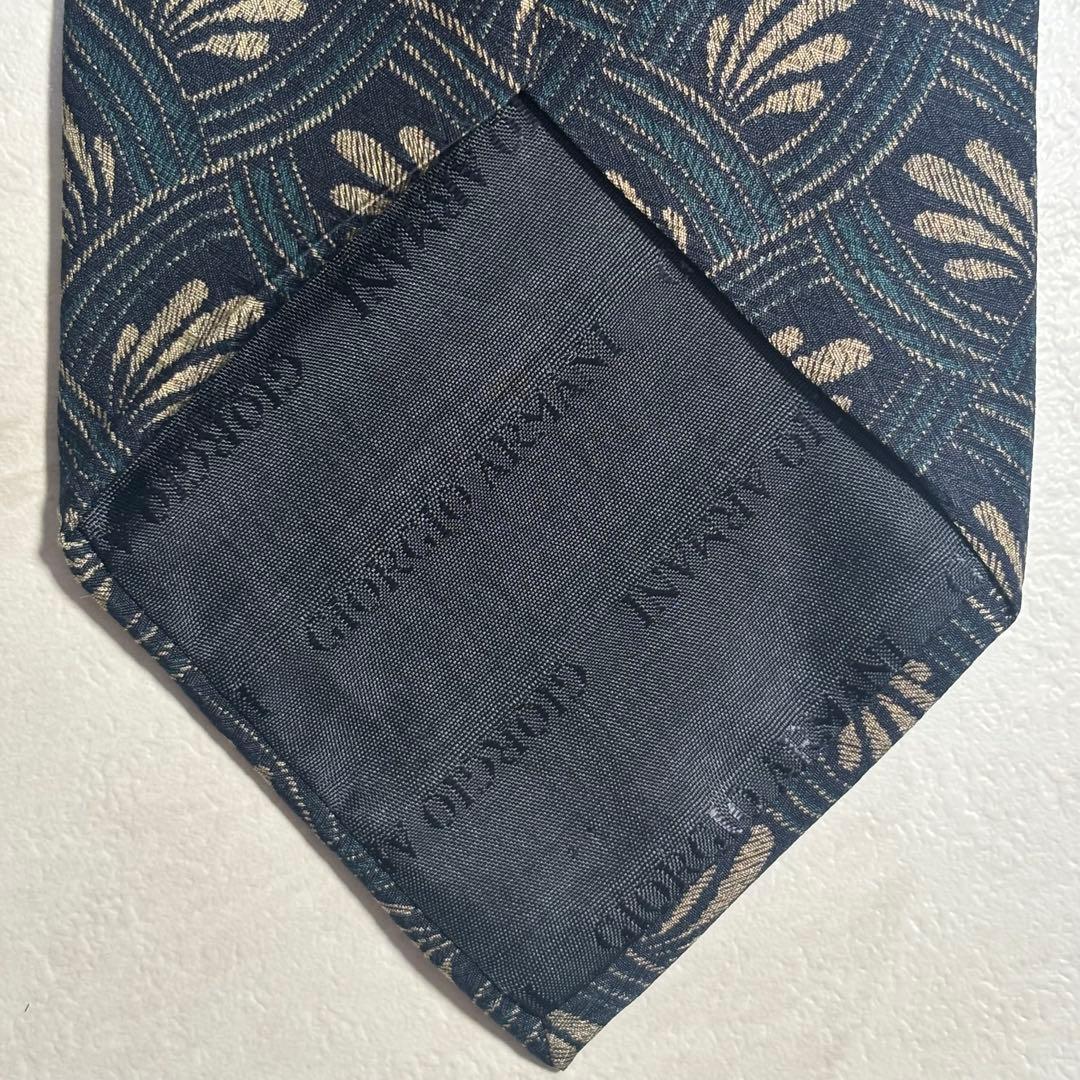Giorgio Armani Tie Silk Navy Plant Pattern Made in Italy