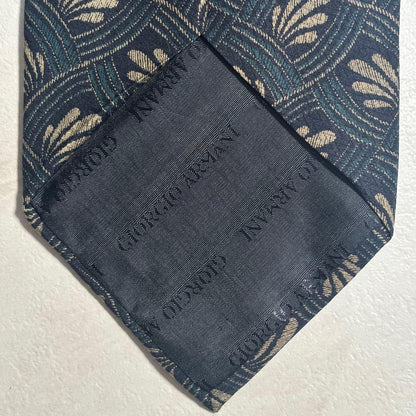 Giorgio Armani Tie Silk Navy Plant Pattern Made in Italy