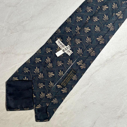 Giorgio Armani Tie Silk Navy Plant Pattern Made in Italy