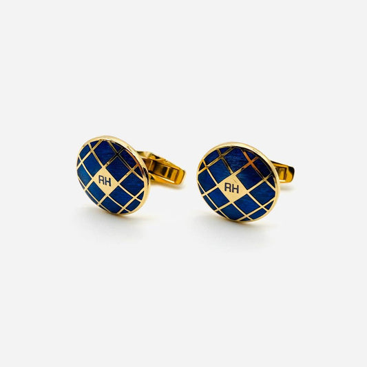 SONIARYKIELSonia Rykiel Homme Cufflinks Blue Gold Plaid Vintage Men's