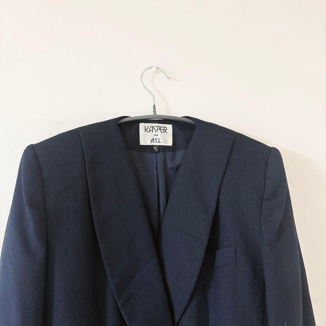 KASPER Rare Double Navy Blur Vintage Tailored Jacket