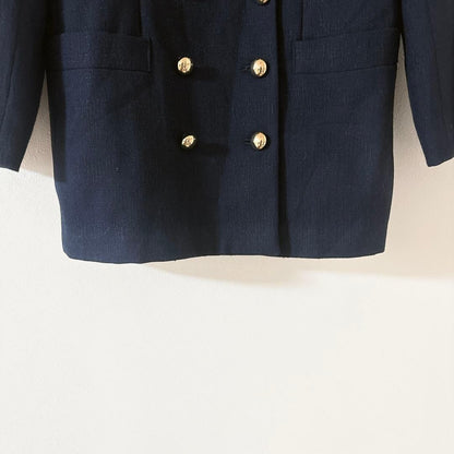 KASPER Rare Double Navy Blur Vintage Tailored Jacket