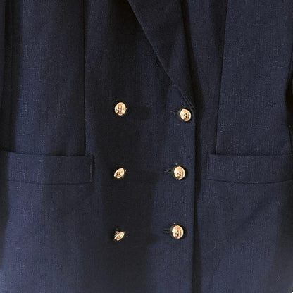 KASPER Rare Double Navy Blur Vintage Tailored Jacket